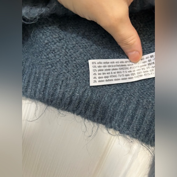 Zara Small Cropped Blue Long Sleeve Sweater - Picture 3 of 4